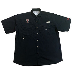 COLUMBIA PFG Texas Tech University TTU Red Raiders, Medium, Black Fishing Shirt